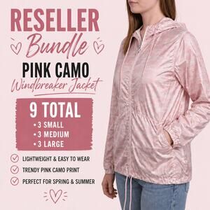 Reseller Bundle: 9 Kate Lord Pink Camo Lightweight Hooded Jackets NWT